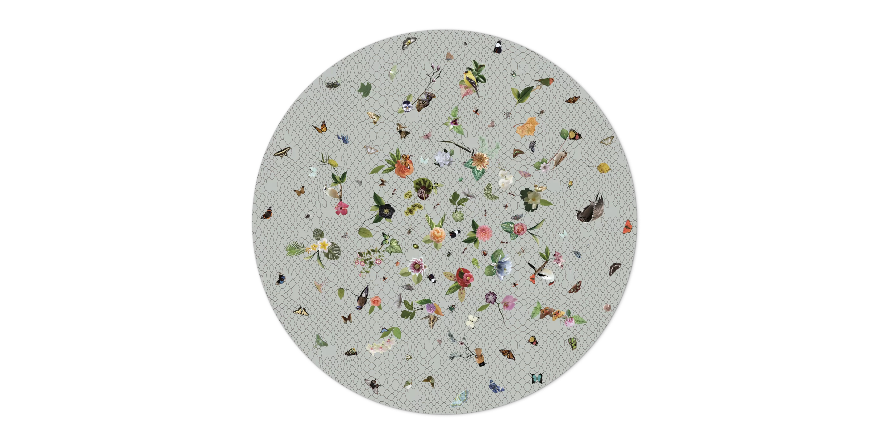 Carpet Garden of Eden Light Grey Round